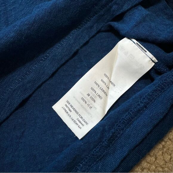 J. Crew 100% Linen short sleeve top with crochet trim, deep blue, size XXS - Picture 5 of 8